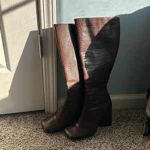 Chunky Heeled Knee High Boots